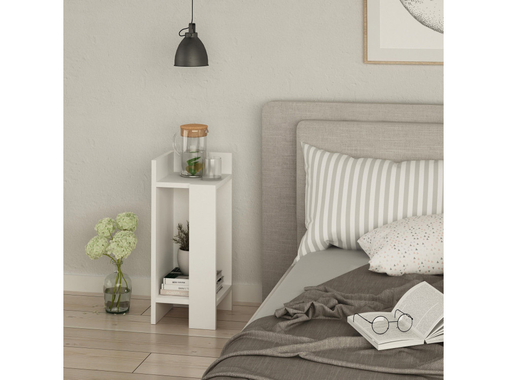 Elos Left" houten nachtkastje - 25 x 27 x 60 cm - Wit