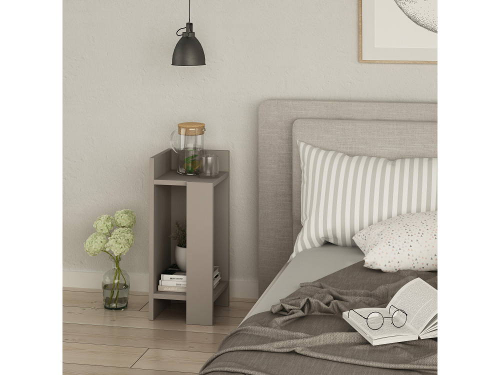 Elos Left" houten nachtkastje - 25 x 27 x 60 cm - Licht mokka bruin