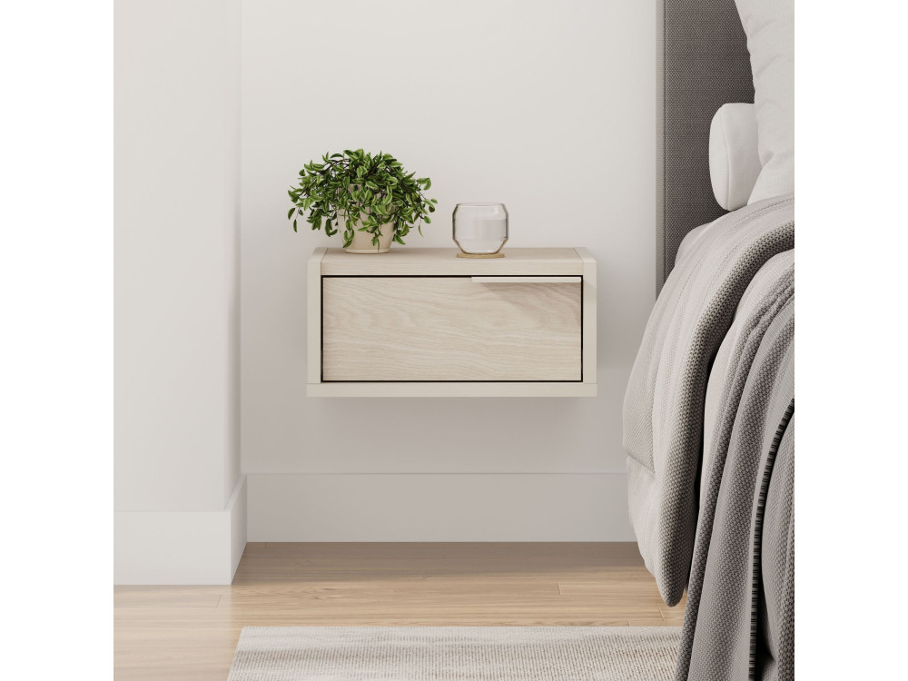 Eco" houten nachtkastje voor wandmontage - 40 x 30 x 19 cm - Zandsteen