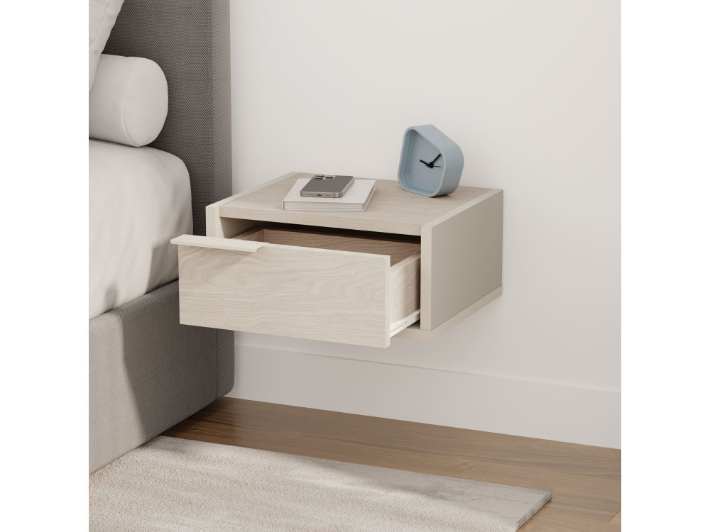 Eco" houten nachtkastje voor wandmontage - 40 x 30 x 19 cm - Zandsteen