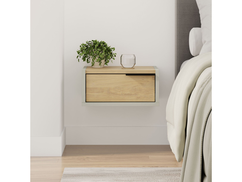 Eco" houten nachtkastje voor wandmontage - 40 x 30 x 19 cm - Groen