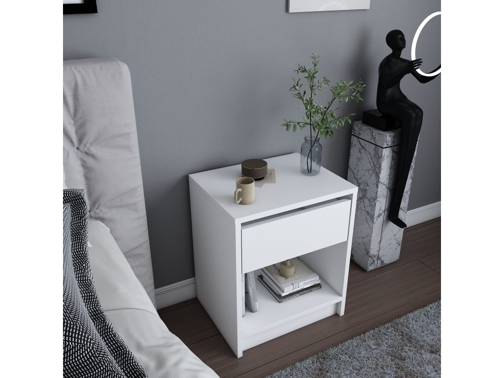 Houten nachtkastje "Sheridan" - 45 x 40 x 53 cm - Wit