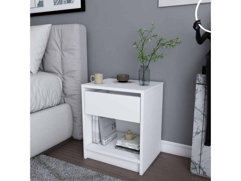 Houten nachtkastje "Sheridan" - 45 x 40 x 53 cm - Wit