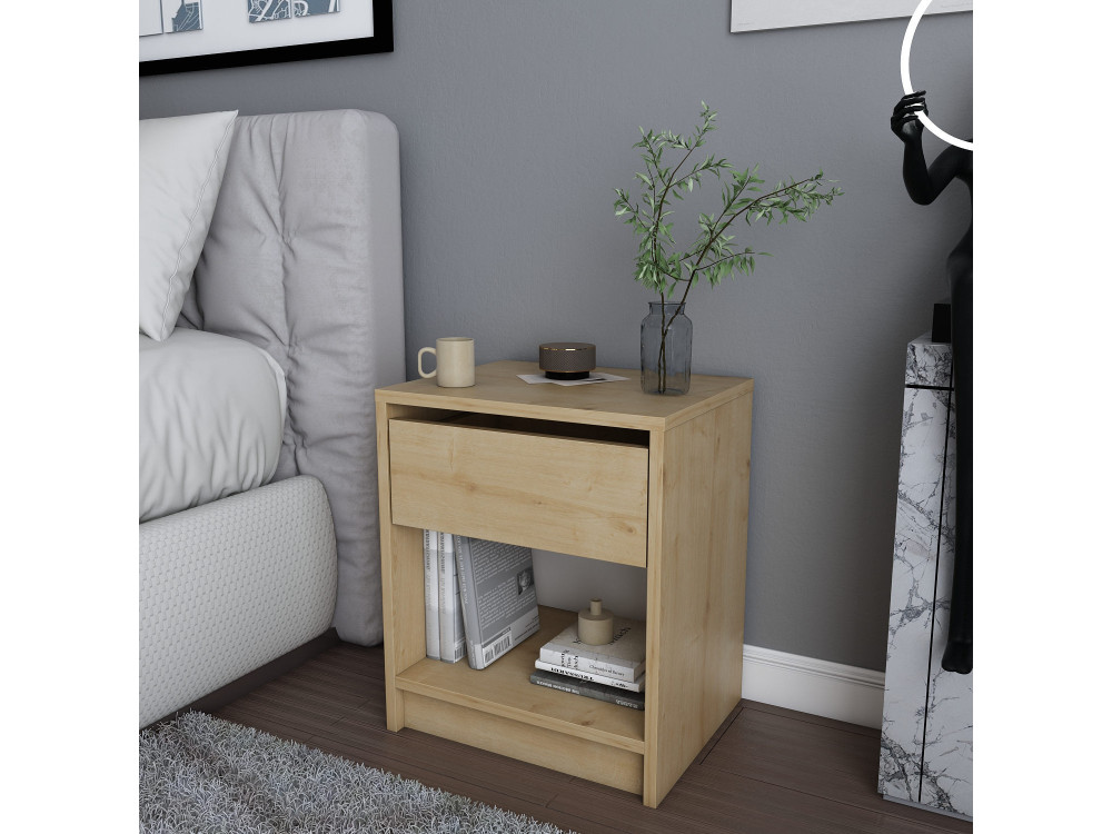 Houten nachtkastje "Sheridan" - 45 x 40 x 53 cm - Beige