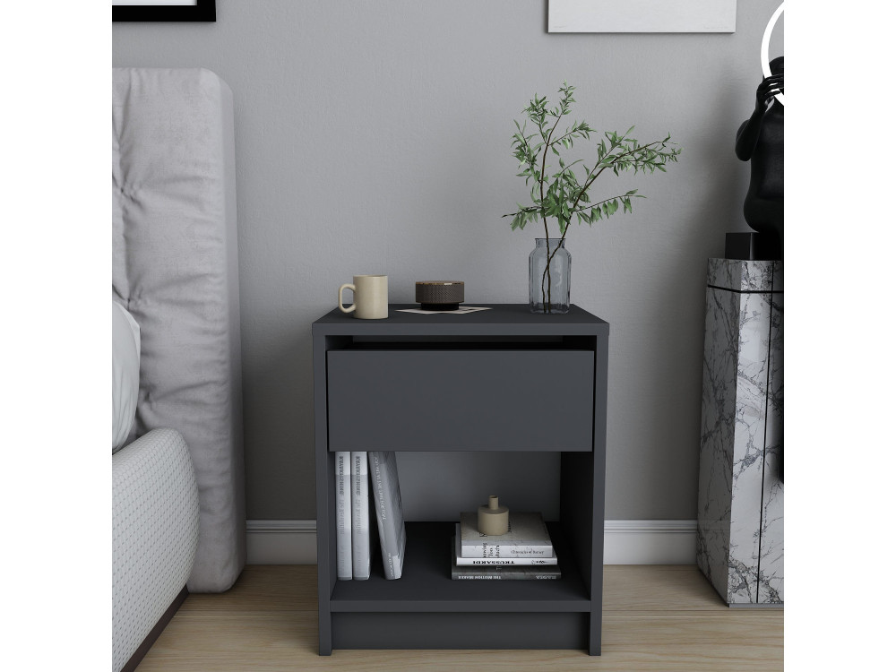 Houten nachtkastje "Sheridan" - 45 x 40 x 53 cm - Antracietgrijs