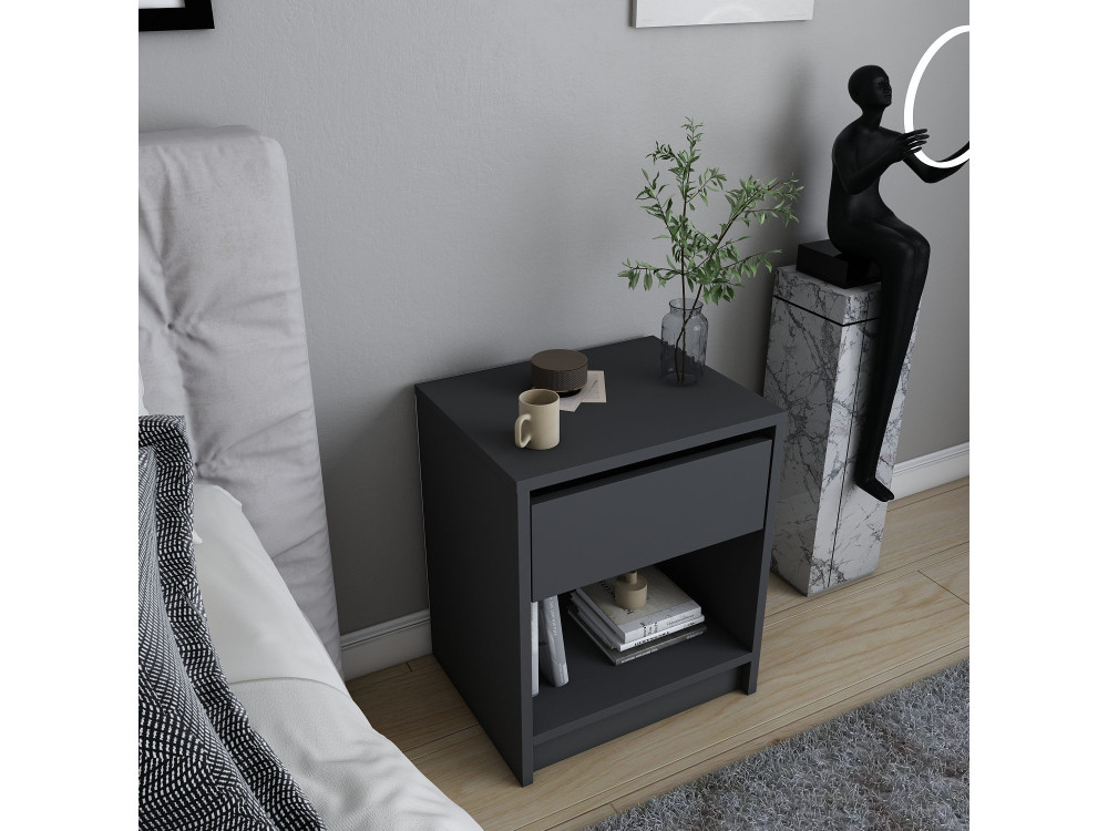 Houten nachtkastje "Sheridan" - 45 x 40 x 53 cm - Antracietgrijs