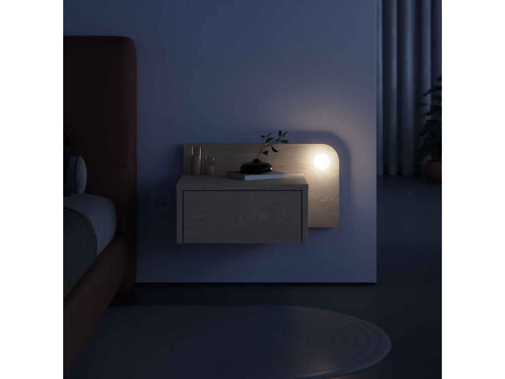 Nachtkastje "Dotta" met houten bol - 52 x 30 x 28 cm - Beige