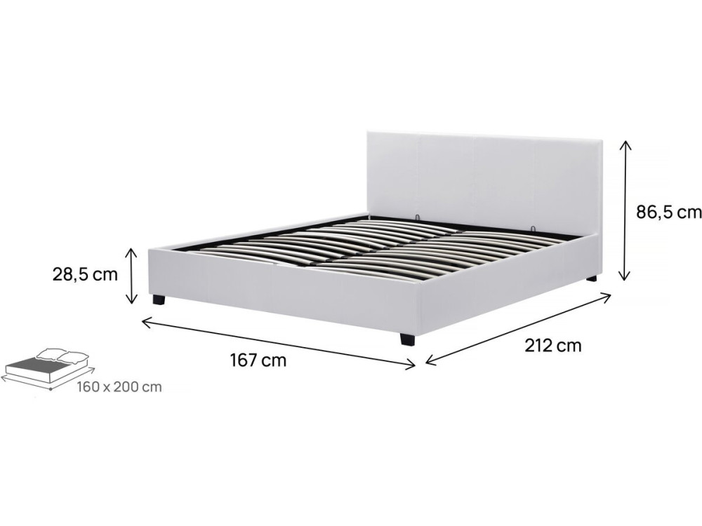 Tweepersoonsbed met opbergruimte bed "Carla" - 160 x 200 cm - Wit