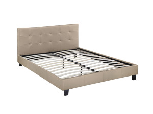 Tweepersoonsbed bed "Julia" - 140 x 190 cm - Taupe - grijs bruin