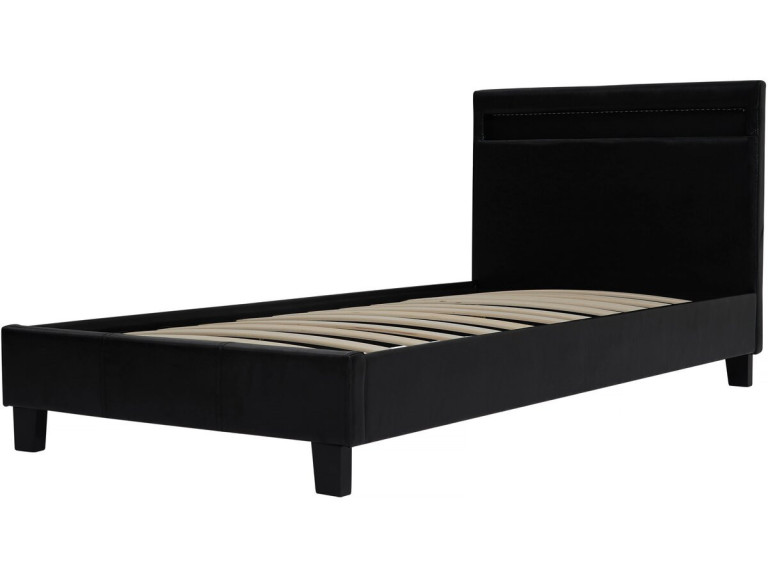 Eenpersoonsbed bed met led verlichting "Maria" 90 x 190 cm - Zwart