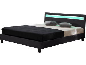 Tweepersoonsbed bed met led verlichting "Maria" - 140 x 190 cm - Zwart