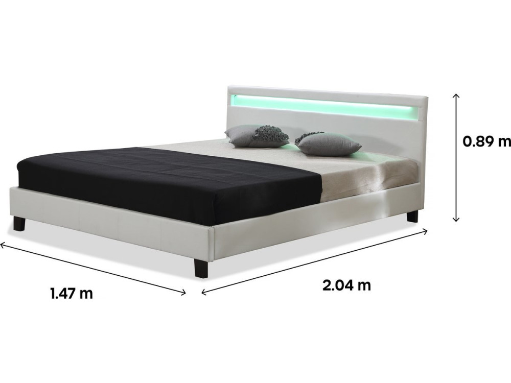 Tweepersoonsbed bed met led verlichting "Maria" - 160 x 200 cm - Wit