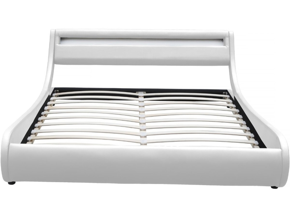 Tweepersoonsbed met led verlichting lattenbodem bed "Natacha" - 160 x 200 cm - Wit