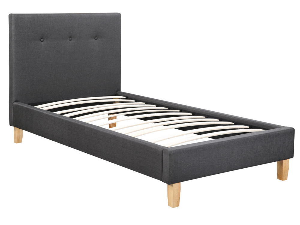 Eenpersoonsbed bed bedframe "Elise" - 90 x 190 cm - Grijs Donkergrijs