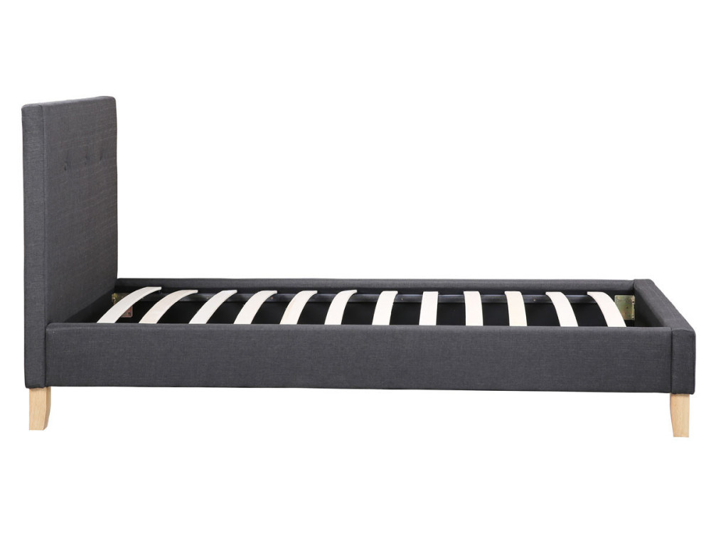 Eenpersoonsbed bed bedframe "Elise" - 90 x 190 cm - Grijs Donkergrijs