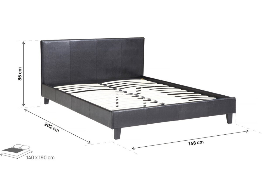 Tweepersoonsbed frame bed "Lina" - 140 x 190 cm - Zwart