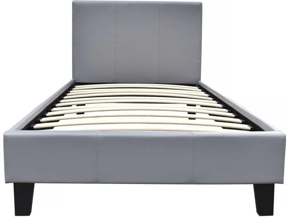 Eenpersoonsbed frame bed "Lina" - 90 x 190 cm - Grijs lichtgrijs
