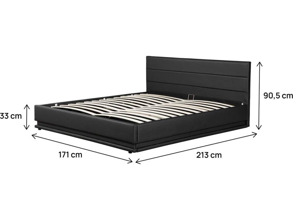 Tweepersoonsbed bed met led verlichting "Anastasia" - 160 x 200 cm - Zwart