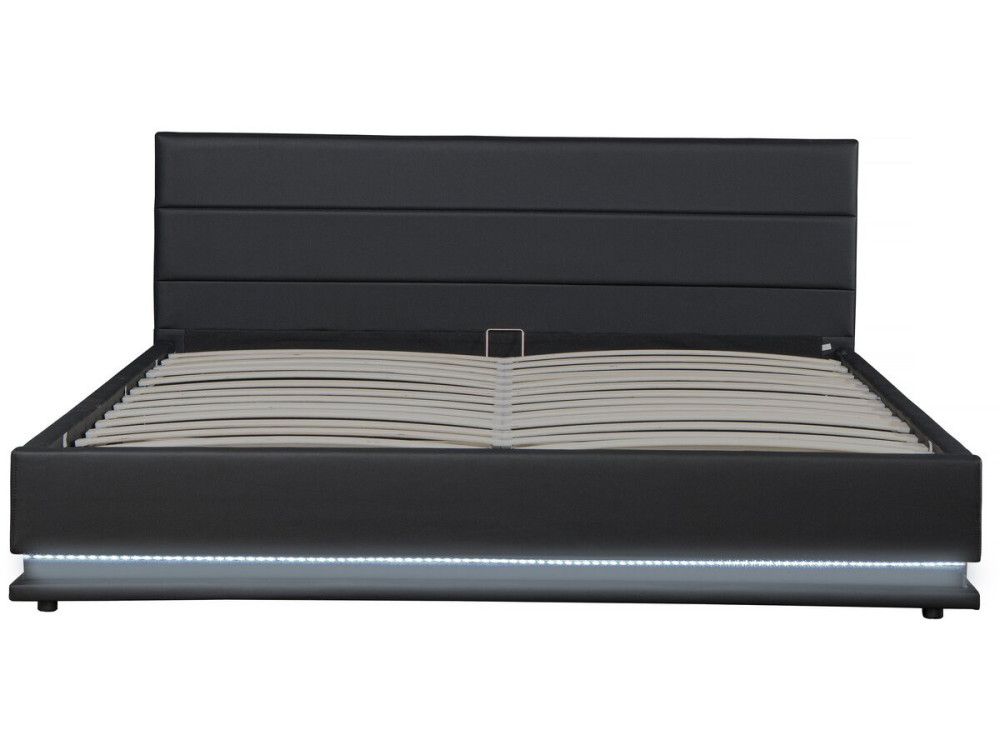 Tweepersoonsbed bed met led verlichting "Anastasia" - 180 x 200 cm - Zwart