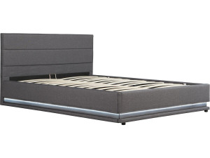 Tweepersoonsbed bed met led verlichting "Anastasia" - 160 x 200 - Grijs Donkergrijs