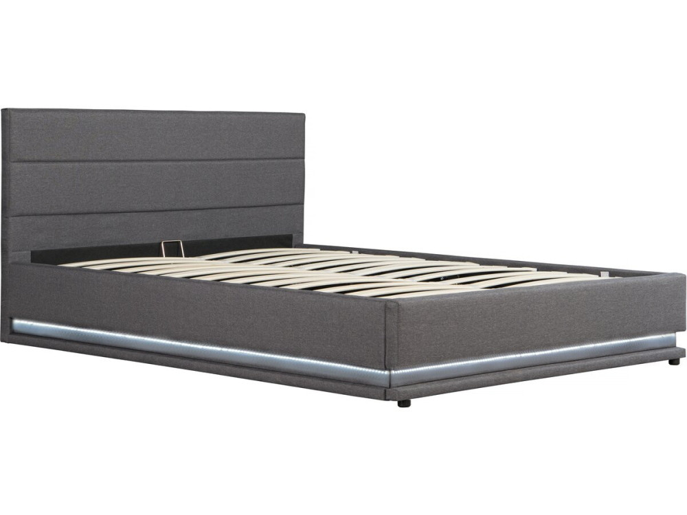 Tweepersoonsbed bed met led verlichting "Anastasia" - 180 x 200 - Grijs Donkergrijs
