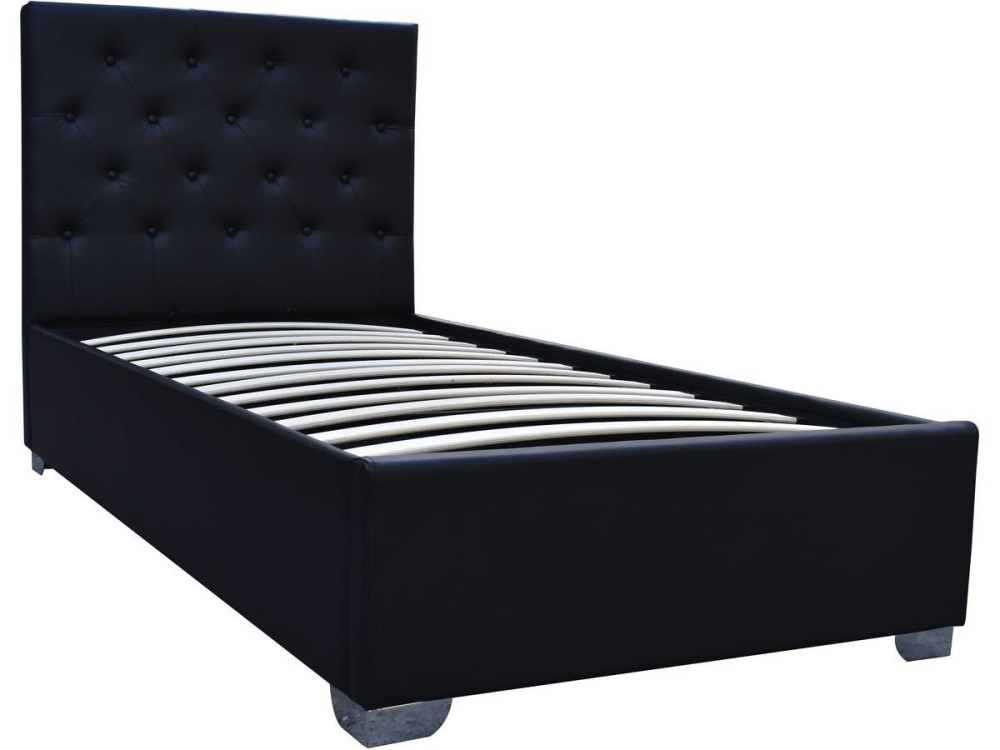 Eenpersoonsbed met opbergruimte "Tino" - 90 × 190 cm - Zwart