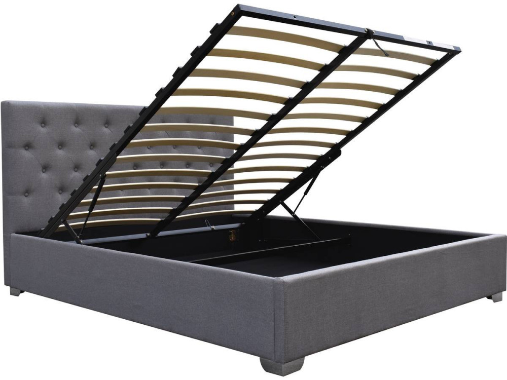 Tweepersoonsbed met opbergruimte "Tino" - 140 × 190 cm - Grijs