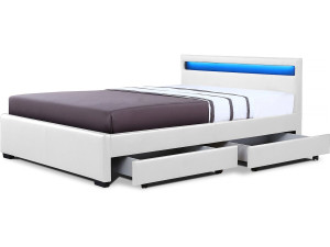 Bed met 4 lades LED "Nico" - 160 × 200 cm - Wit