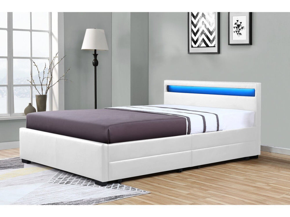 Bed met 4 lades LED "Nico" - 160 × 200 cm - Wit