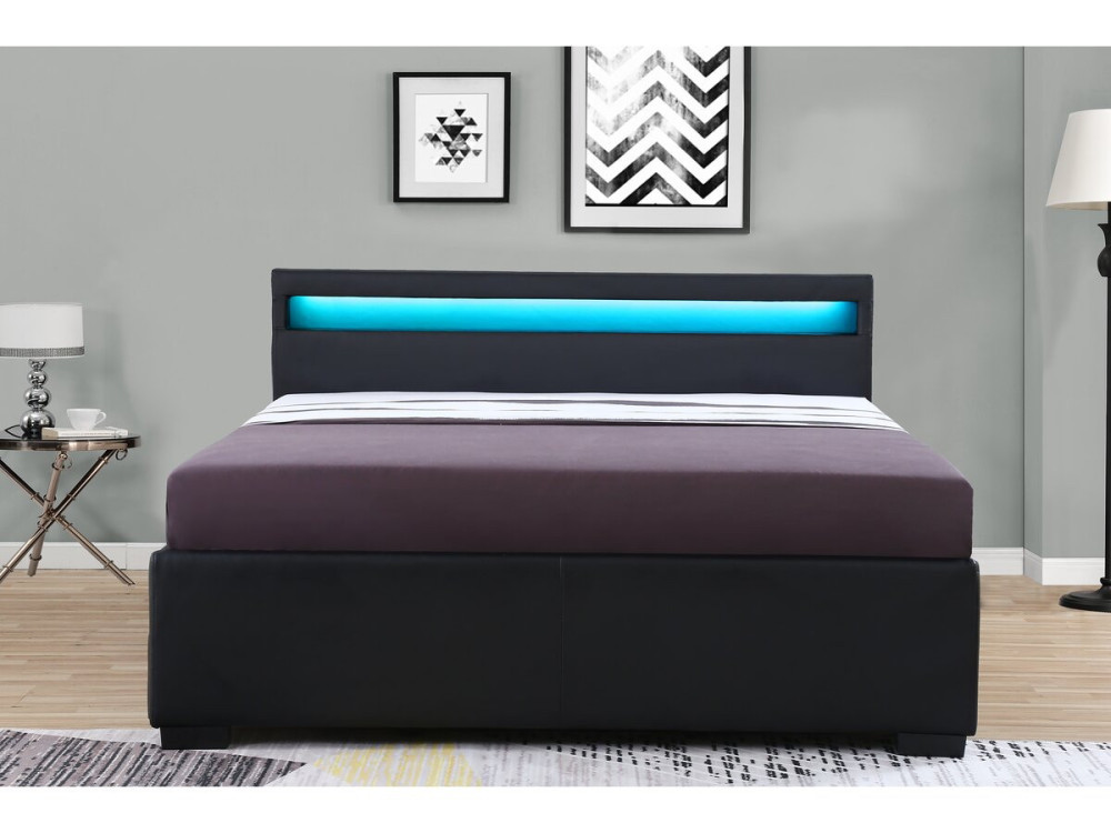 Bed met 4 lades LED "Nico" - 140 × 190 cm - Zwart