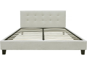 Tweepersoonsbed bed bouclé stof "Julia" 140 x 190 cm - Crème