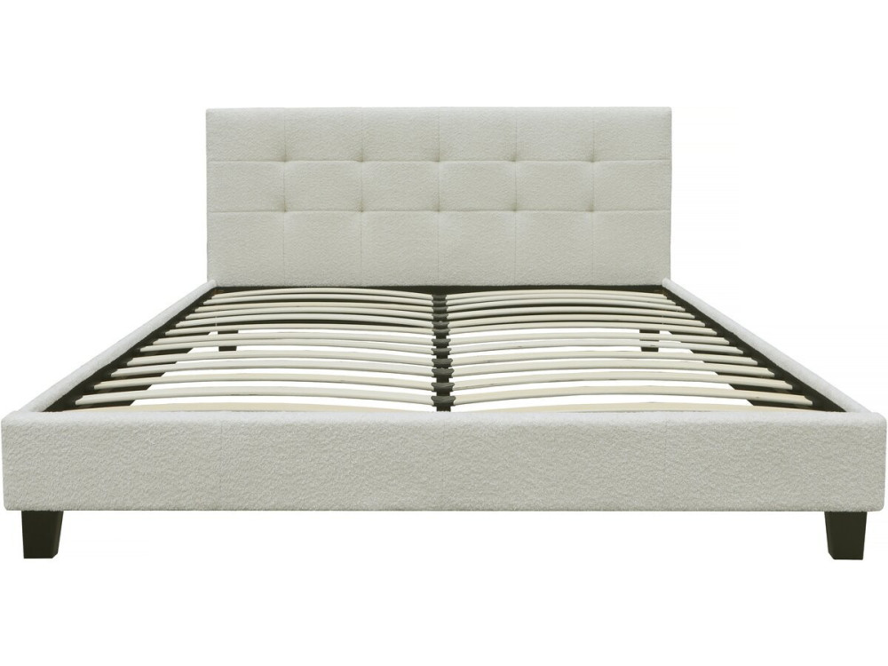Tweepersoonsbed bed bouclé stof "Julia" 140 x 190 cm - Crème
