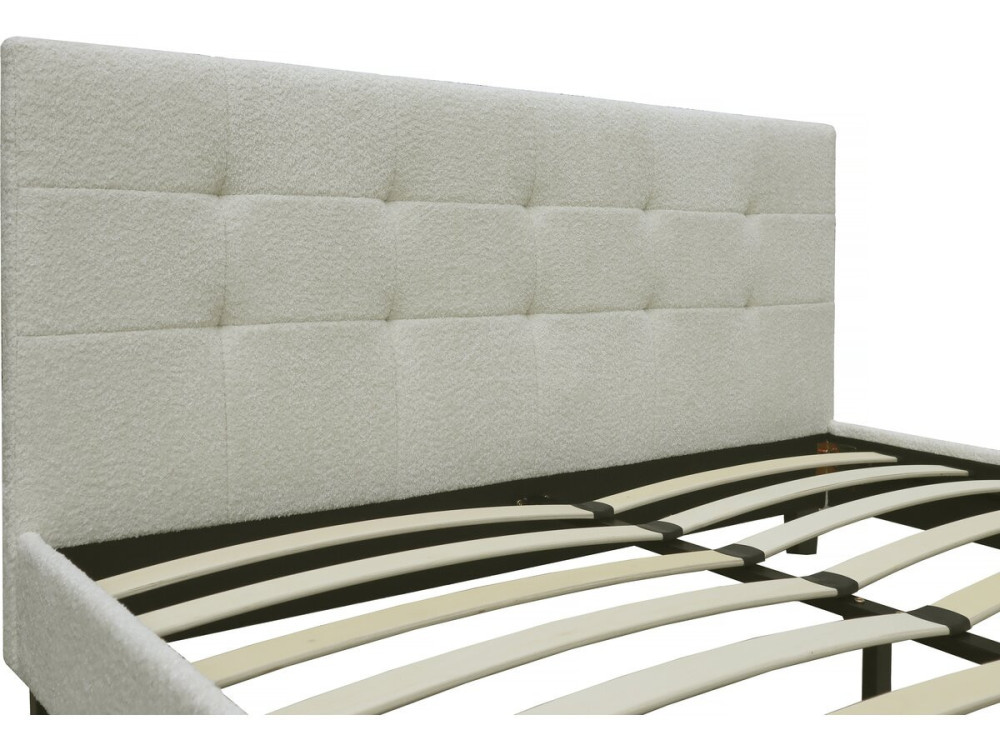 Tweepersoonsbed bed bouclé stof "Julia" 140 x 190 cm - Crème