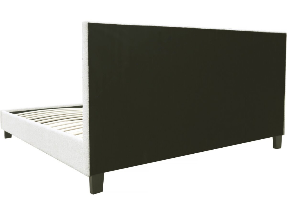 Tweepersoonsbed bed met led verlichting bouclé stof "Maria" 140 x 190 cm - Crème