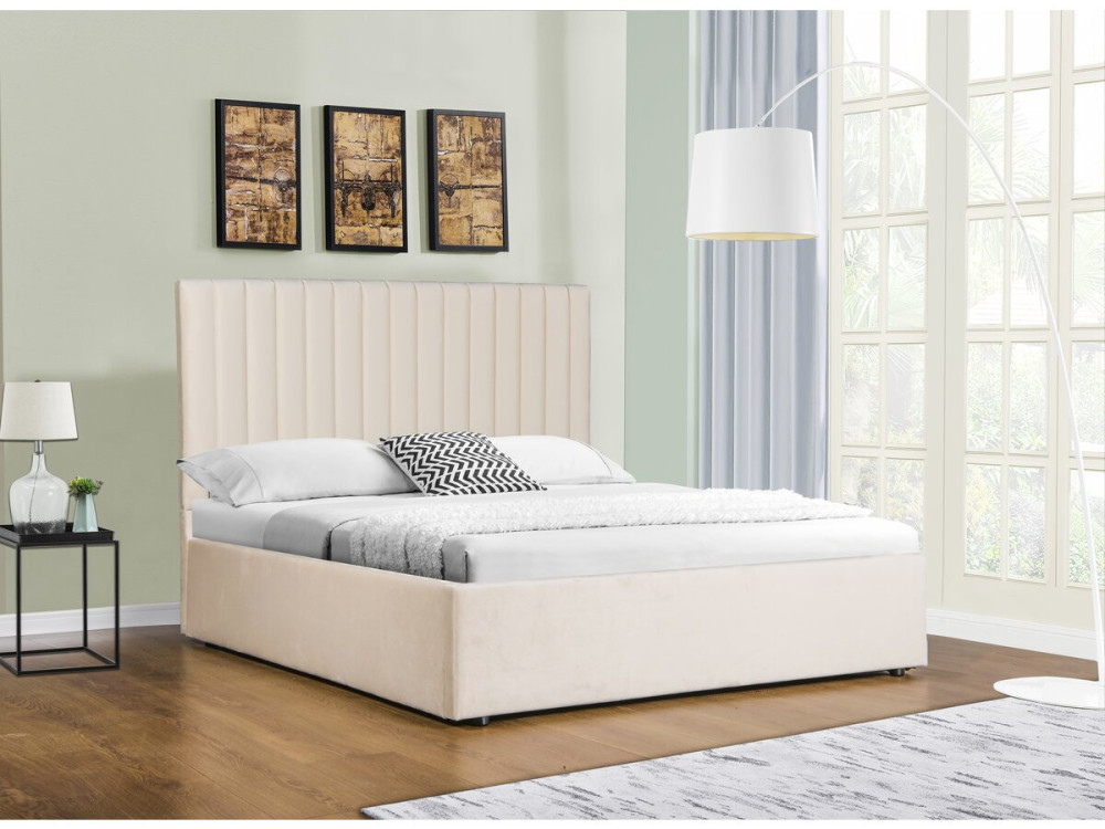Tweepersoonsbed bed met opbergruimte "Mia" - 140 x 190 cm - Beige - lichtbruin