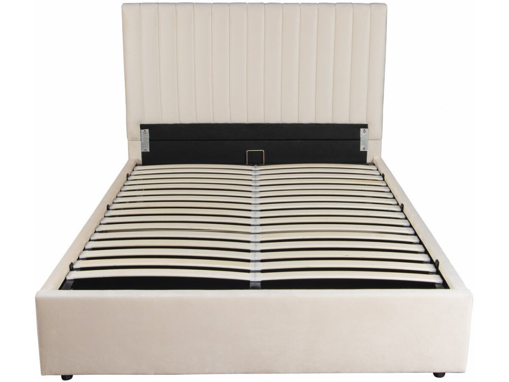 Tweepersoonsbed bed met opbergruimte "Mia" - 140 x 190 cm - Beige - lichtbruin