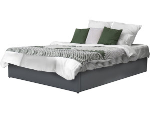 Tweepersoonsbed met opbergruimte bed pvc "Ava" - 140 x 190 cm - Grijs