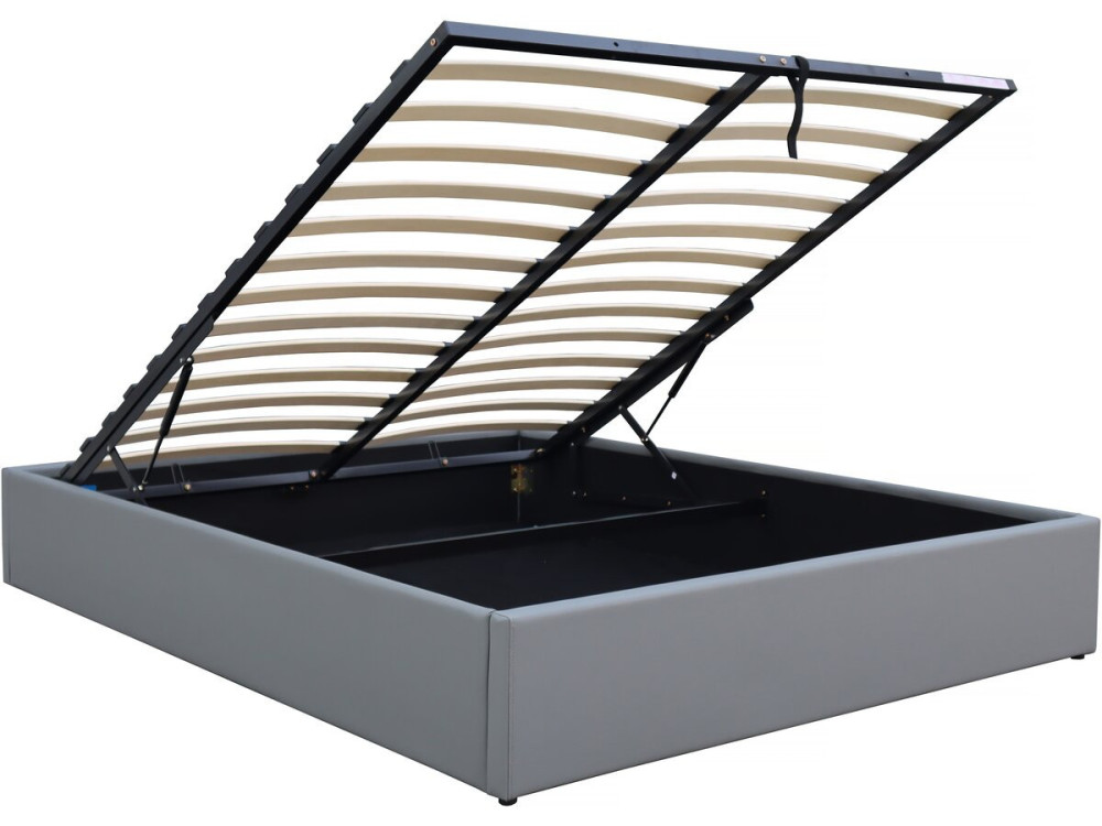 Tweepersoonsbed met opbergruimte bed pvc "Ava" - 140 x 190 cm - Grijs