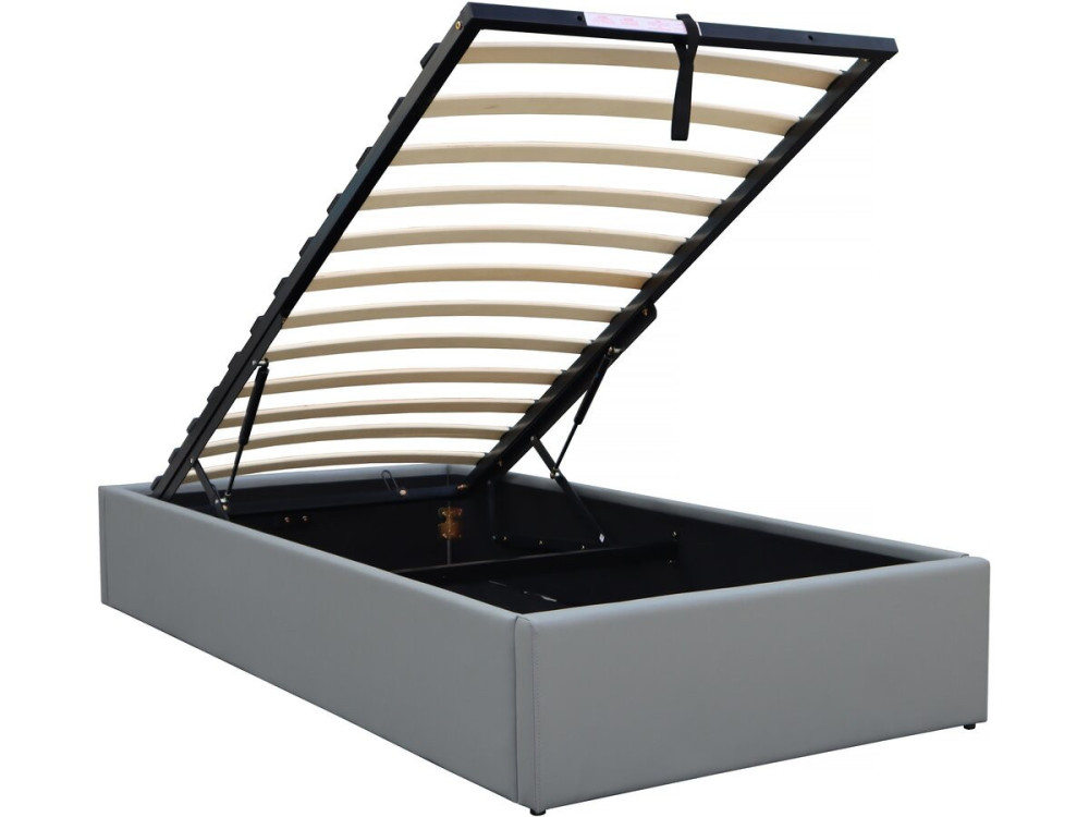 Eenpersoonsbed met opbergruimte bed pvc "Ava" - 90 x 190 cm - Grijs