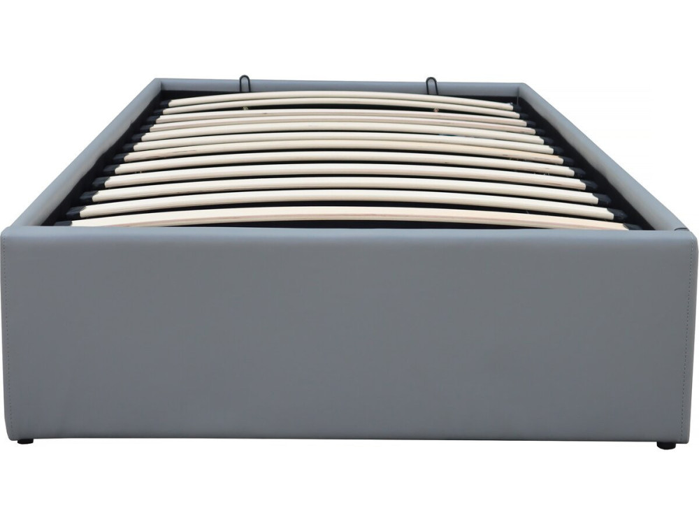 Eenpersoonsbed met opbergruimte bed pvc "Ava" - 90 x 190 cm - Grijs