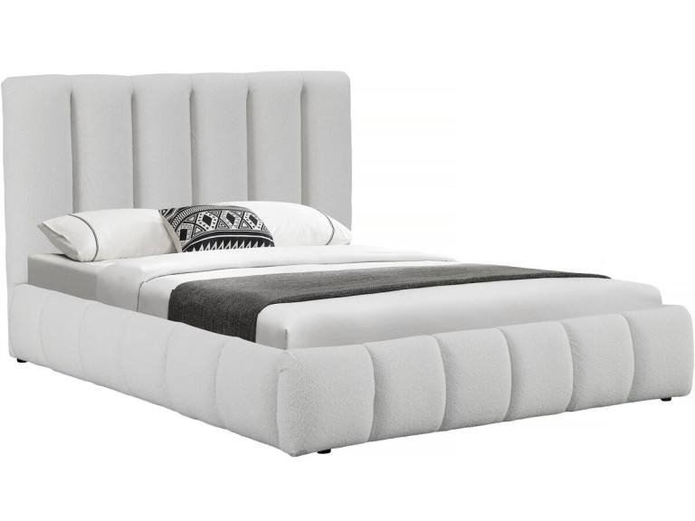 Tweepersoonsbed met opbergruimte bouclé stof bed "Annie" - 140 x 190 cm - Wit