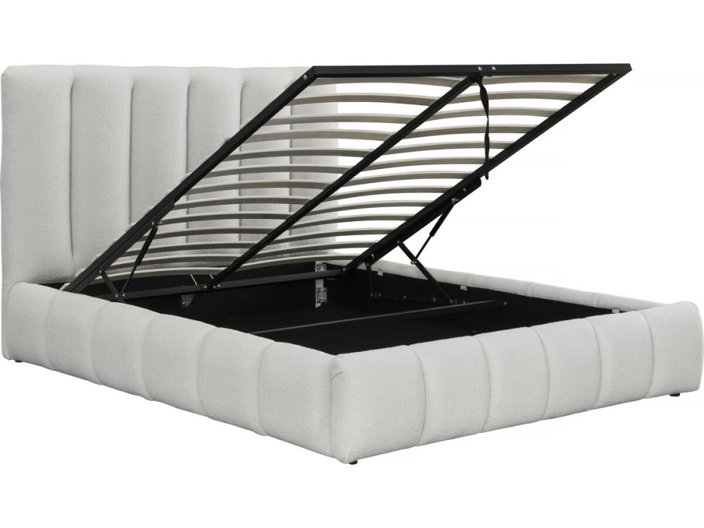 Tweepersoonsbed met opbergruimte bouclé stof bed "Annie" - 140 x 190 cm - Wit