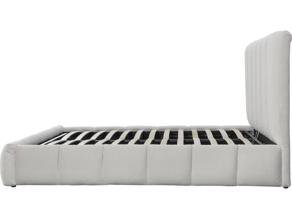 Tweepersoonsbed met opbergruimte bouclé stof bed "Annie" - 140 x 190 cm - Wit