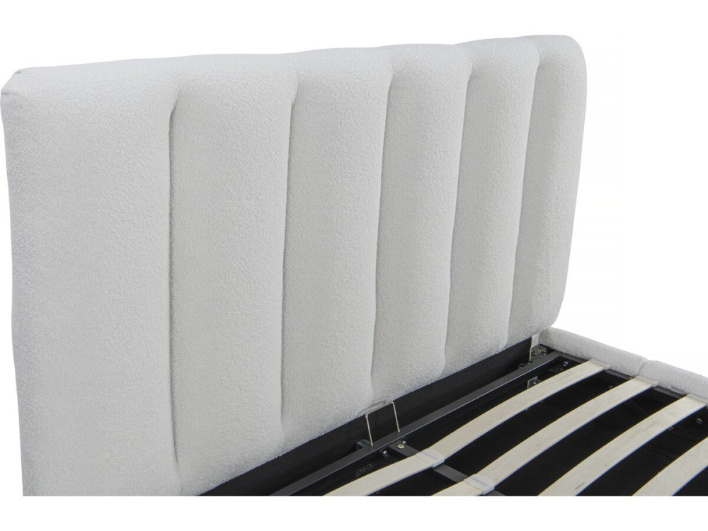 Tweepersoonsbed met opbergruimte bouclé stof bed "Annie" - 140 x 190 cm - Wit