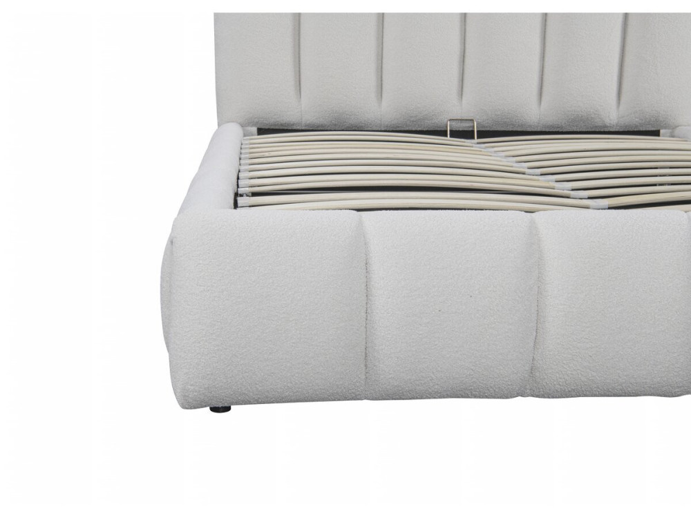 Tweepersoonsbed met opbergruimte bouclé stof bed "Annie" - 140 x 190 cm - Wit
