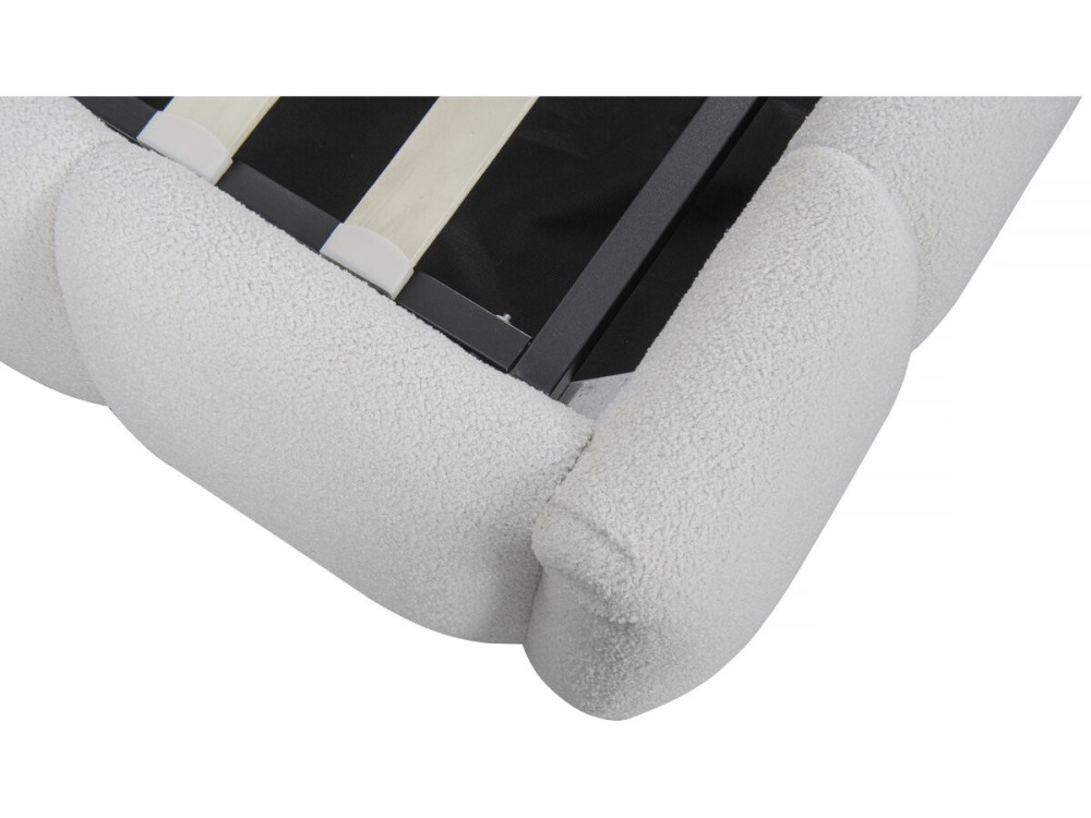 Tweepersoonsbed met opbergruimte bouclé stof bed "Annie" - 140 x 190 cm - Wit