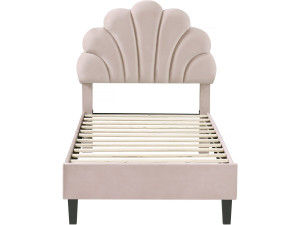 Manon" fluwelen schelpenbed - 90 x 190 cm - Beige