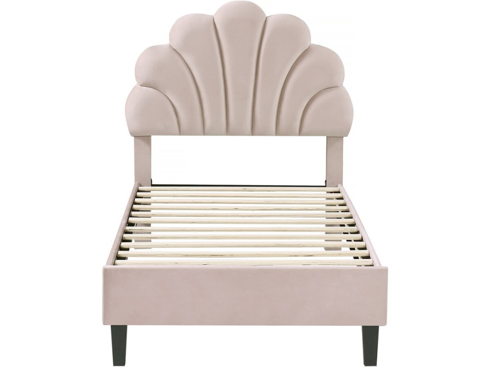 Manon" fluwelen schelpenbed - 90 x 190 cm - Beige