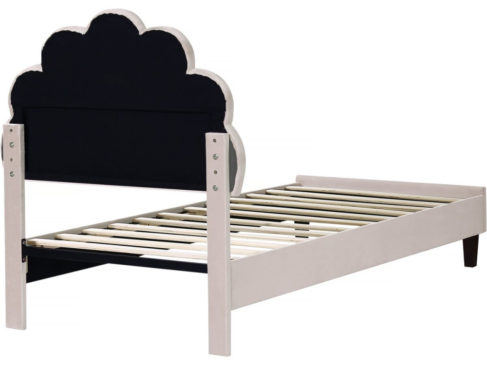 Manon" fluwelen schelpenbed - 90 x 190 cm - Beige