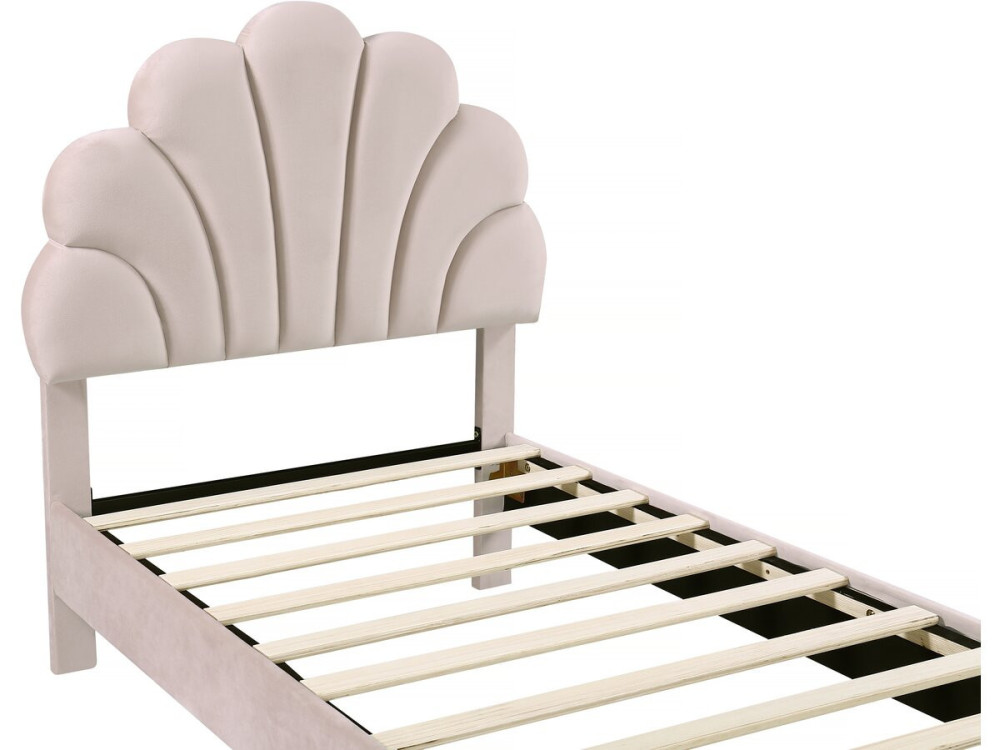 Manon" fluwelen schelpenbed - 90 x 190 cm - Beige